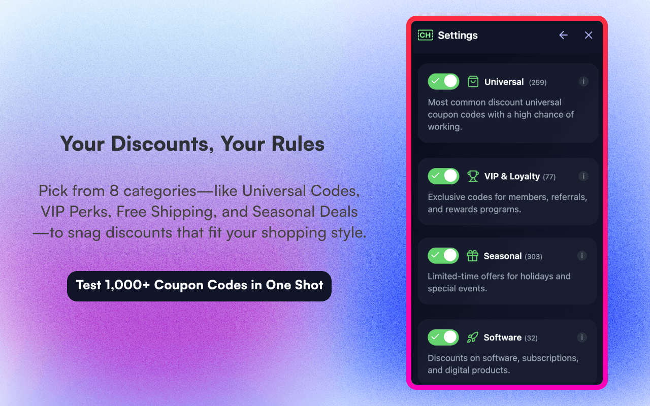 Coupon Hacker screenshot showing coupon functionality 2